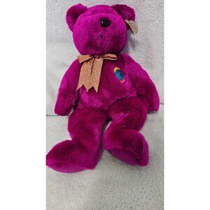 Ty Beanie Buddy Millennium Bear 2000 Purple Plush Stuffed Animal Collectible